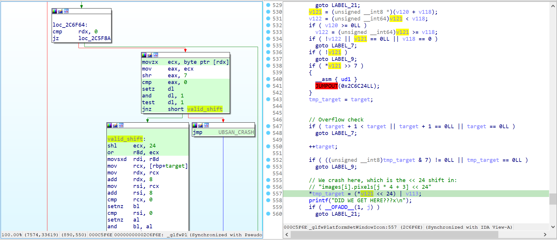 IDA Pro showing a jump to an undefined instruction 1